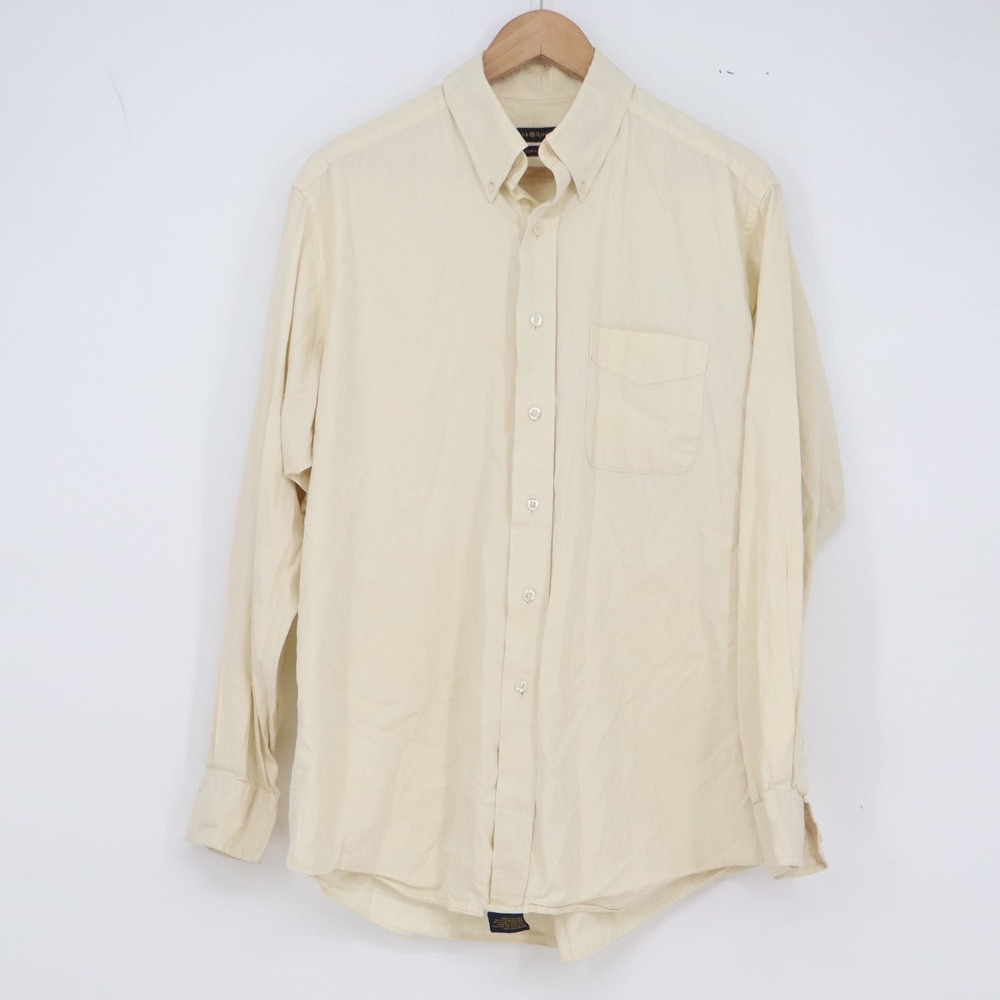 Club Room Button Down Shirt Mens L Easy Care Cream Solid Cotton Excellent